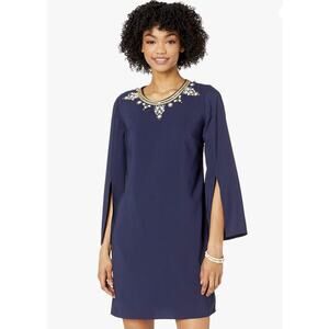Lilly Pulitzer Anastasia Stretch Dress True Navy Jeweled Shift Sz 6 Preppy Glam